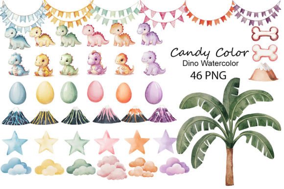 Candy Color Dino Watercolor Clipart: A Creative Toolkit
