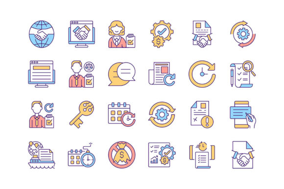 Contract Management RGB Color Icons Set: A Visual Toolkit for Modern Business