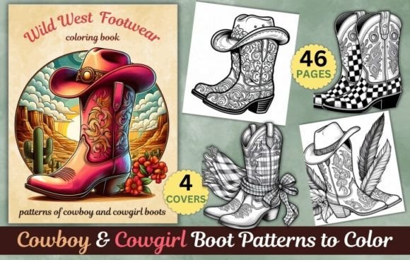 Cowboy & Cowgirl Boot Patterns to Color: A Creative Asset