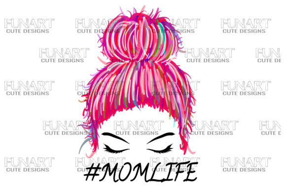 Messy Bun Hair Momlife Color Clipart PNG