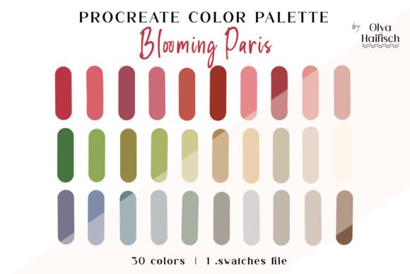 Soft Colorful Procreate Palette: Blooming Paris Hues