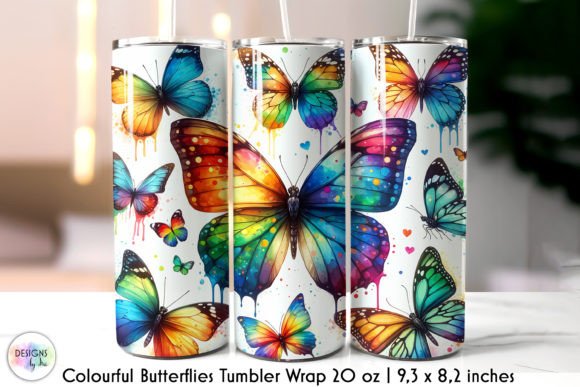Stunning Watercolour Butterflies Tumbler Wrap for Your Projects