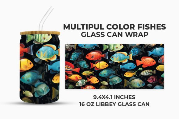 Vibrant Aquatic Style: The Multiple Color Fishes Glass Can Wrap