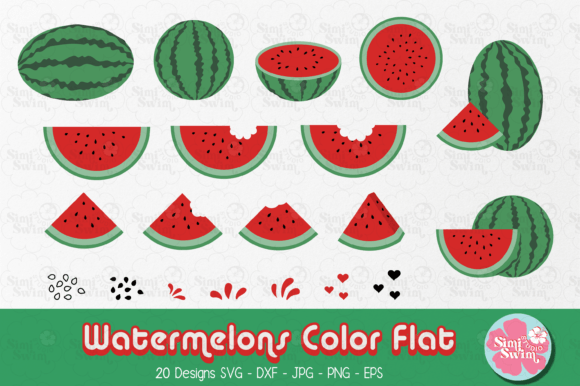 Vibrant Watermelon Color Flat SVG for Summer Projects