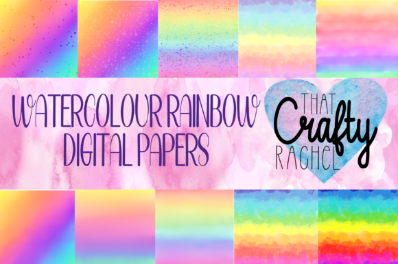 Watercolour Rainbow Digital Papers for Vibrant Creations
