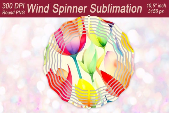 Watercolour Tulips Wind Spinner Designs for Spring Crafts