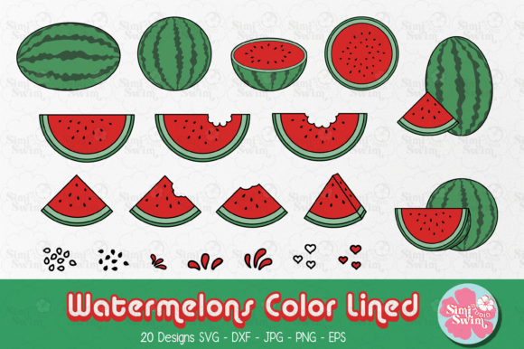 Watermelon Color Lined Svg: Fresh Summer Design Assets